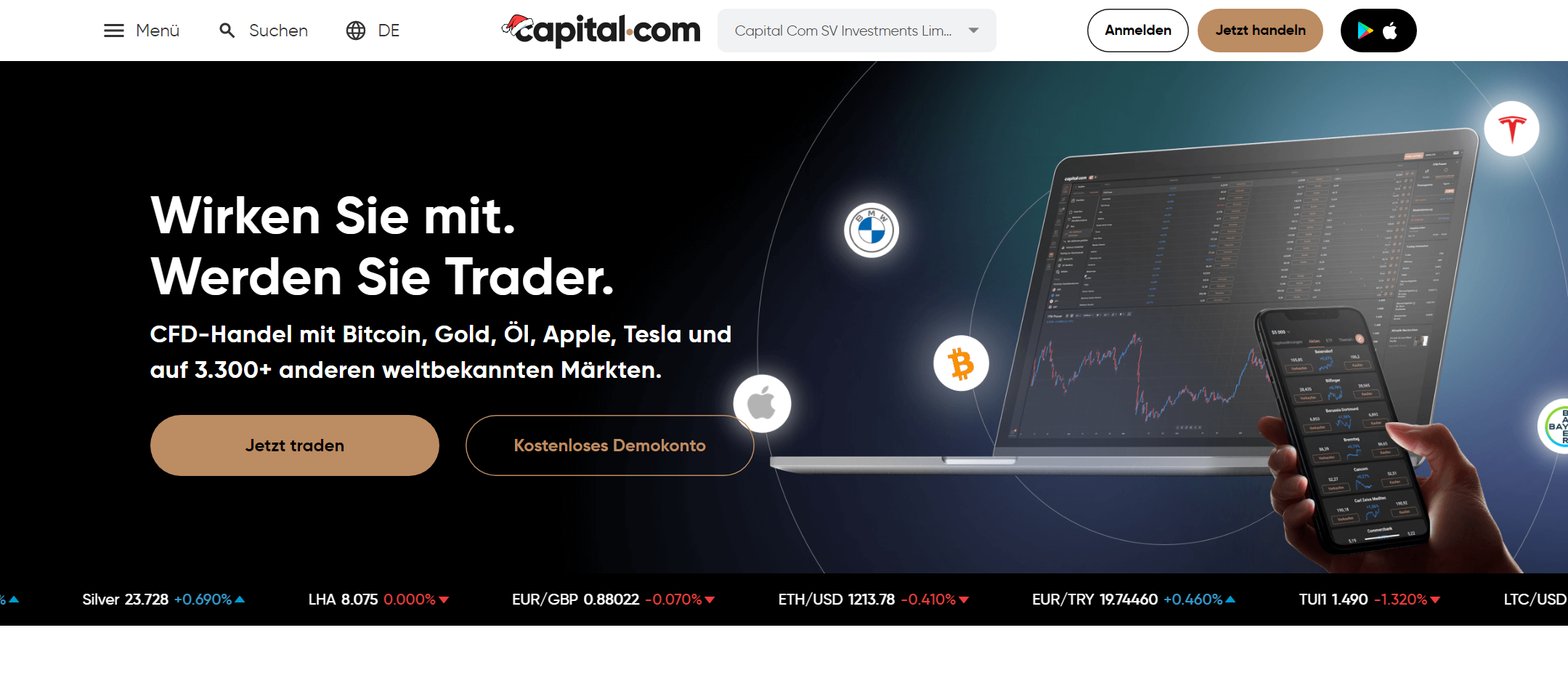 Capital.com offizielle Webseite