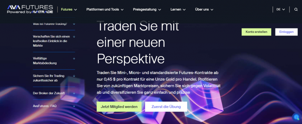Homepage der AvaFutures Website