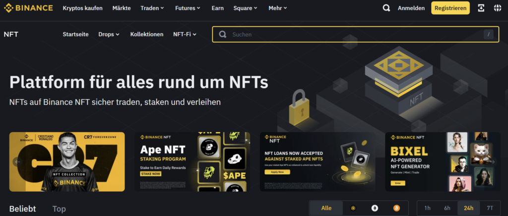 Binance NFT Webseite 
