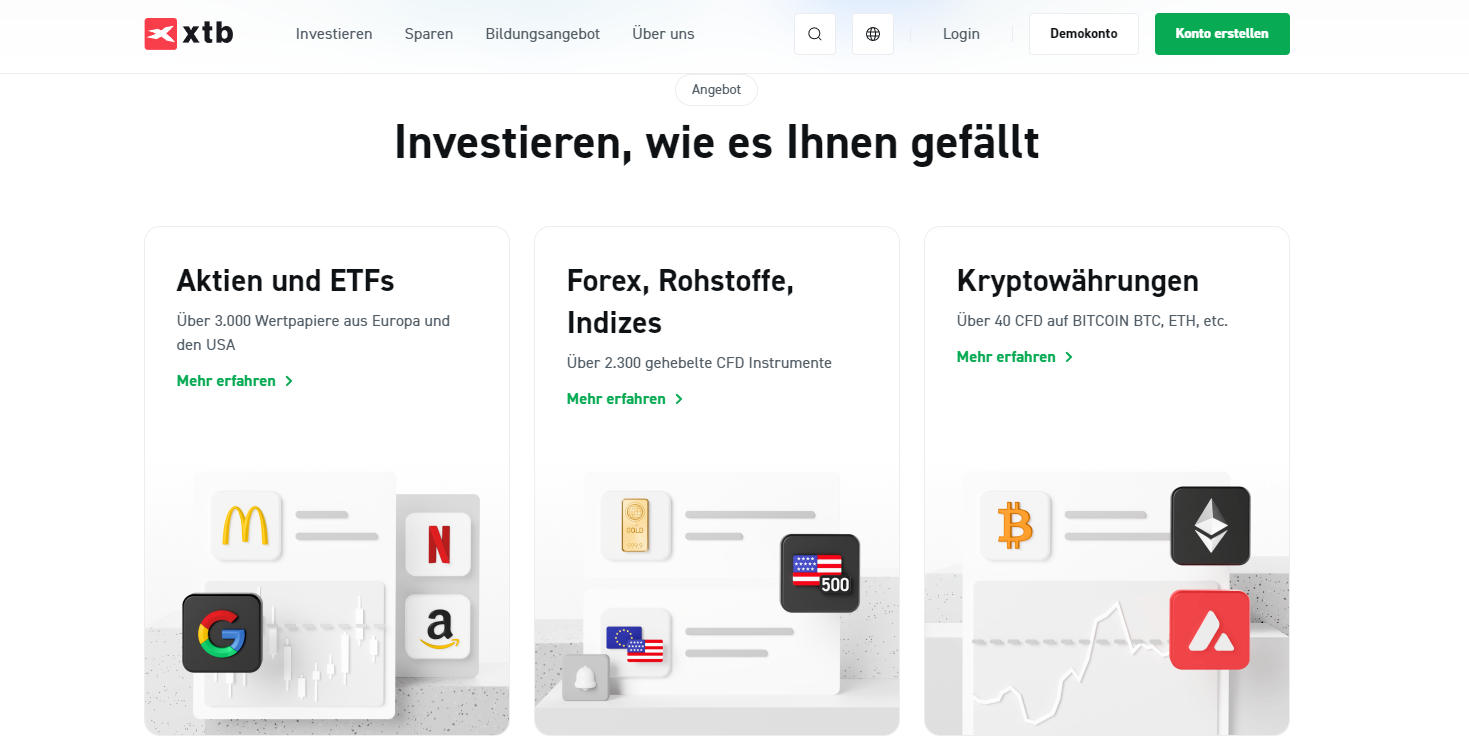 XTB Website für Österreich
