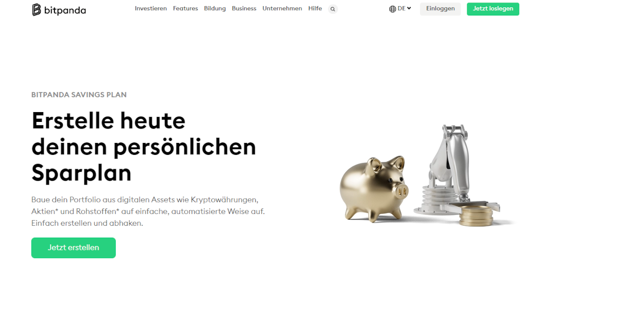 Sparplan-Feature auf der Bitpanda Website