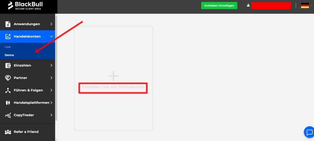 Erstellung eines CFD Demokontos bei BlackBull Markets
