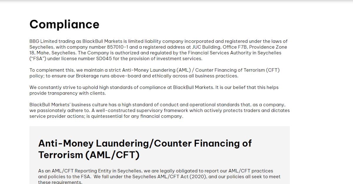 Regulatorische Informationen bei BlackBull Markets