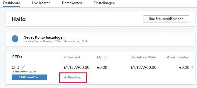 IG Einzahlung