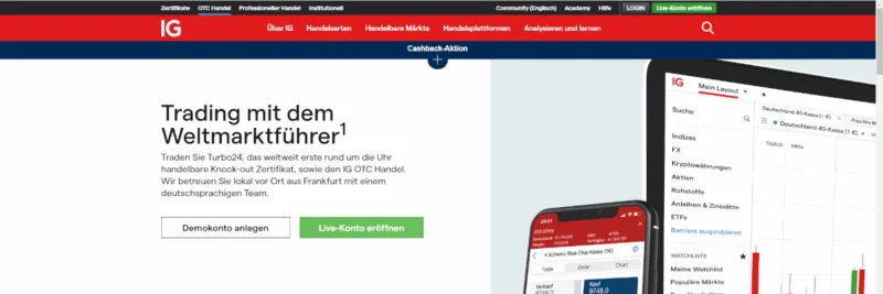 IG Markets website