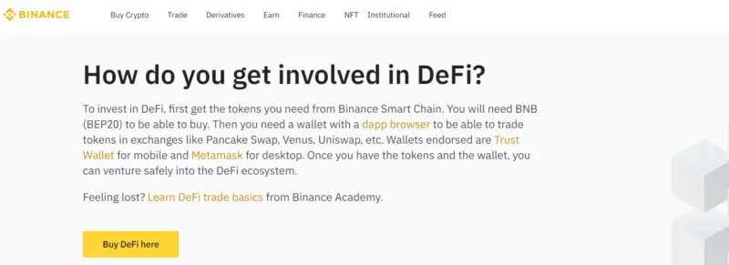 DeFi-Handel Binance