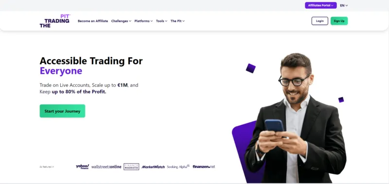 trading pit website screenshot
