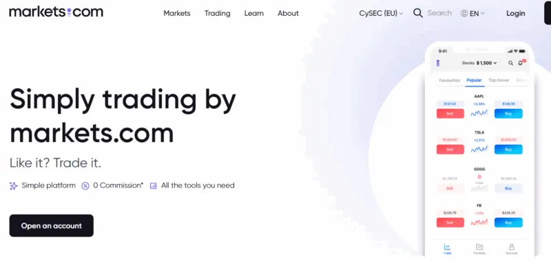 markets.com website