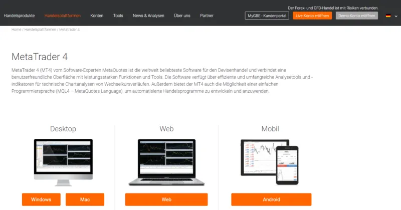 gbe brokers metatrader 4 download