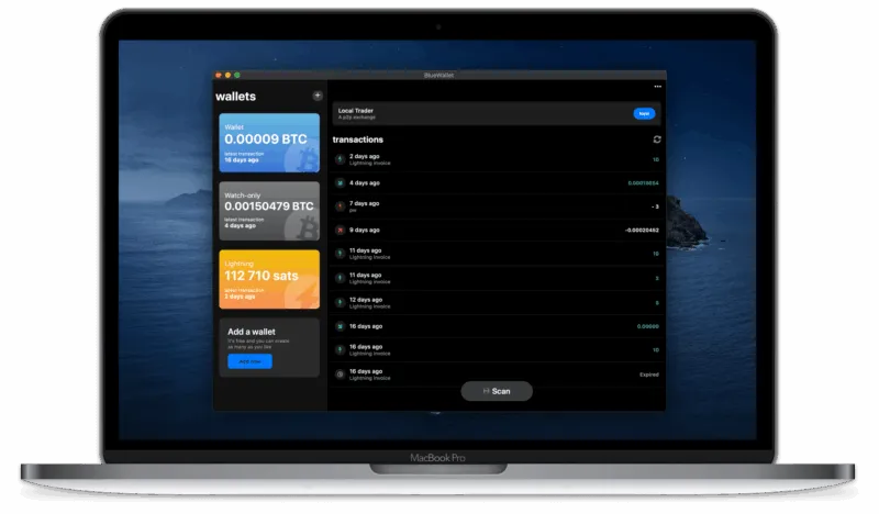 Bluewallet Desktop für Bitcoin-Verwahrung im Wallet