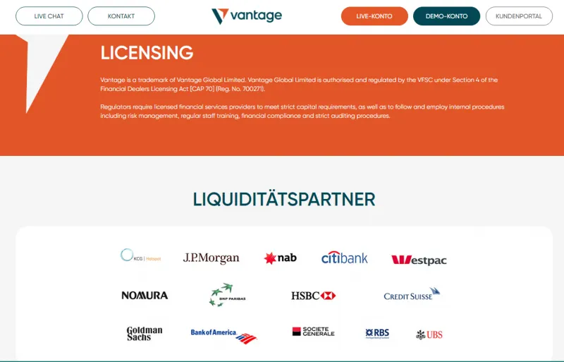 vantage markets regulierung und liquiditätspartner 