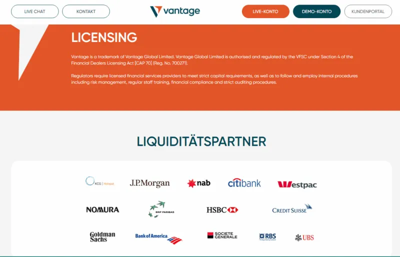 vantage markets regulierung und liquiditätspartner 