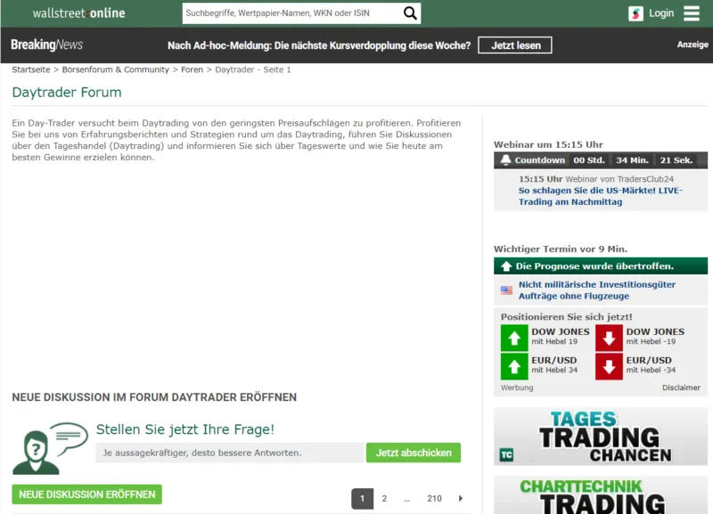 Daytrading Forum von Wallstreet Online