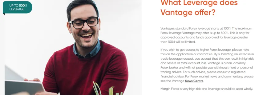 Angebotene Hebel bei Vantage Markets