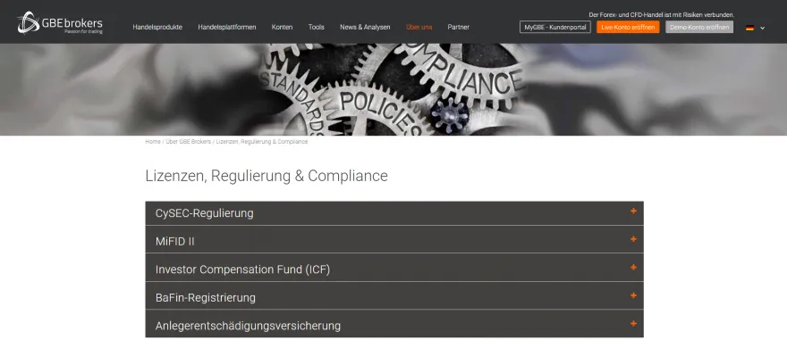 Regulierungsübersicht von GBE Brokers