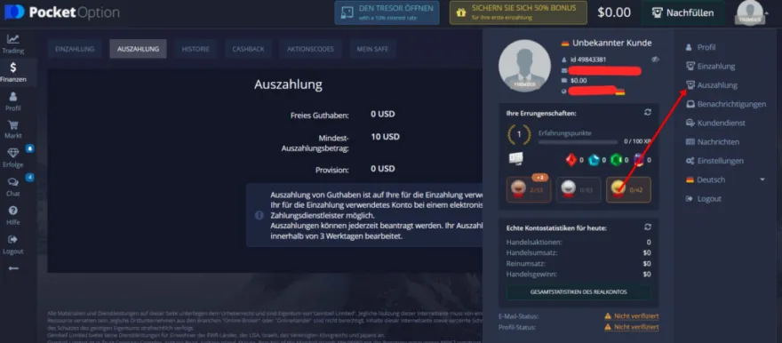 Pocket Option Auszahlung