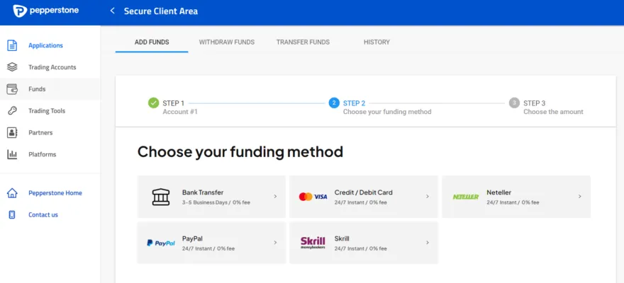 Pepperstone Einzahlung