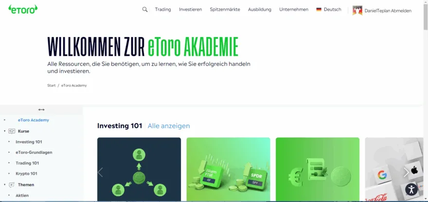 Weiterbildungsangebot von eToro