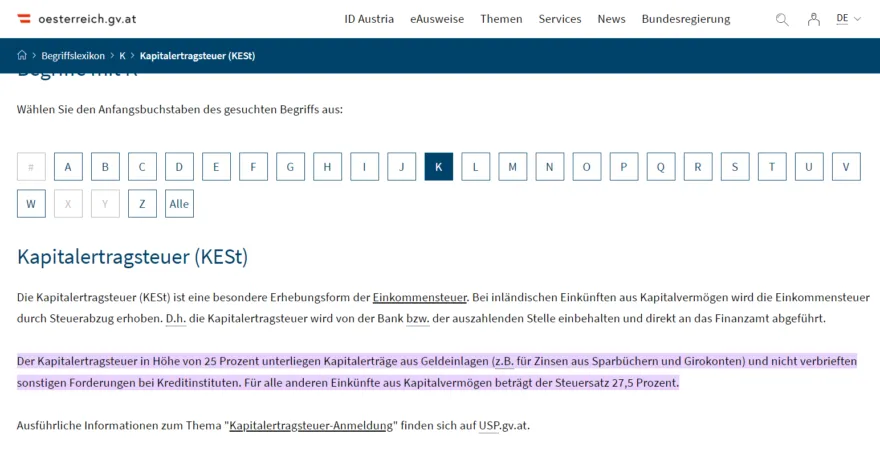 KESt Info Regierung Österreich