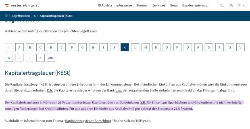 KESt Info Regierung Österreich