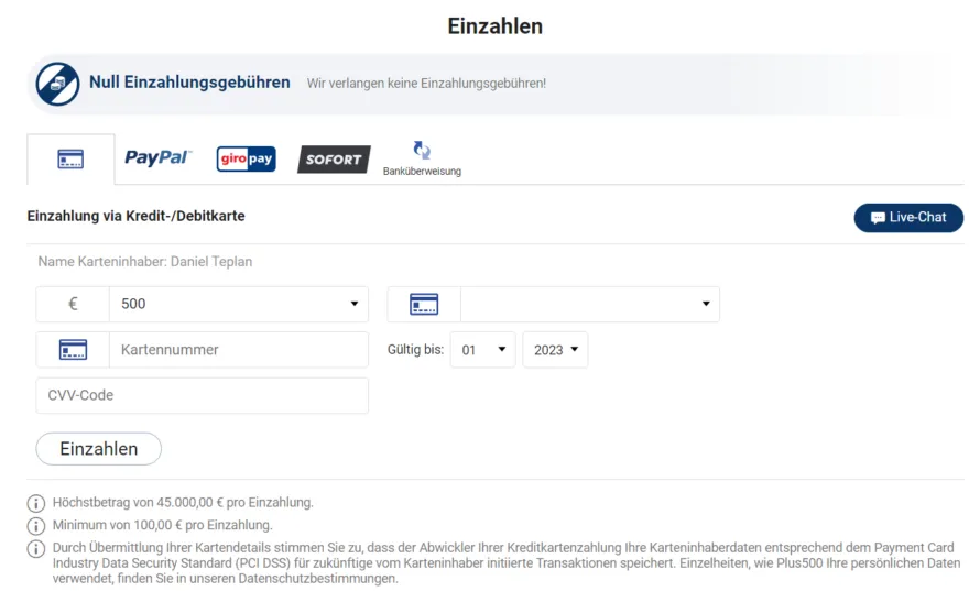 Plus500 Einzahlung