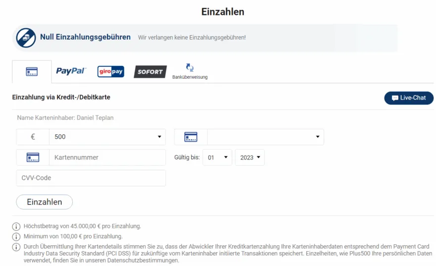Plus500 Einzahlung