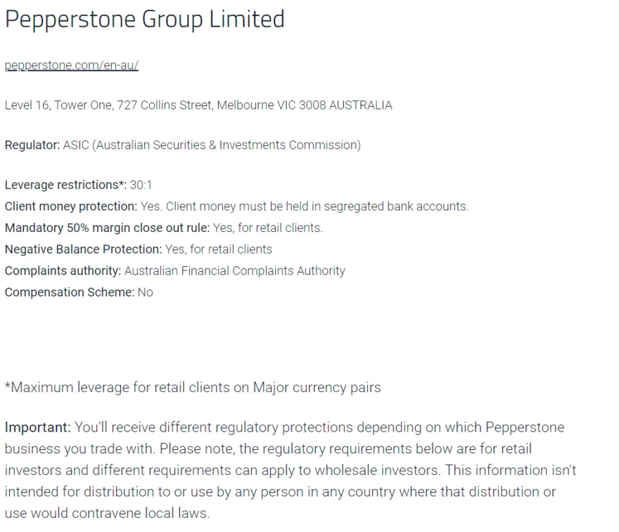 Pepperstone Regulierung