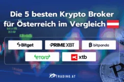 Die 5 besten Krypto Broker für Österreich im Vergleich: Bitget, PrimeXBT, Bitpanda, eToro und XTB.