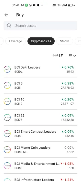 Bitpanda Crypto-Indizes in der App