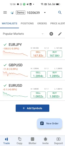 cTrader App von FP Markets