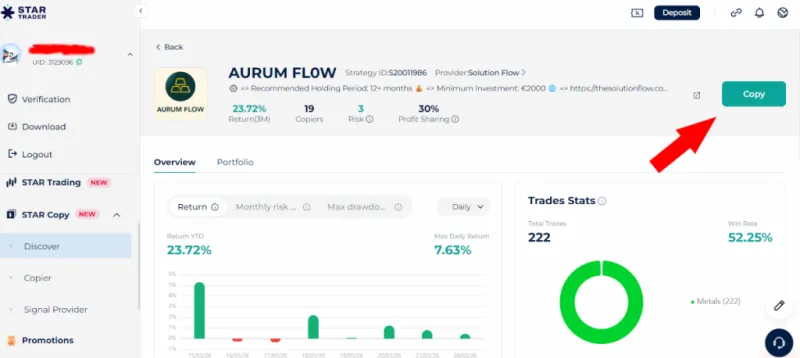Übersicht zum Aurum Flow Trading Bot bei StarTrader