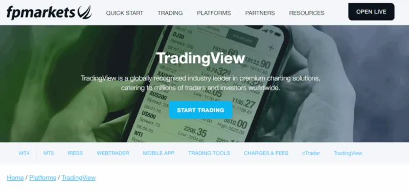 FP Markets Website TradingView Informationen