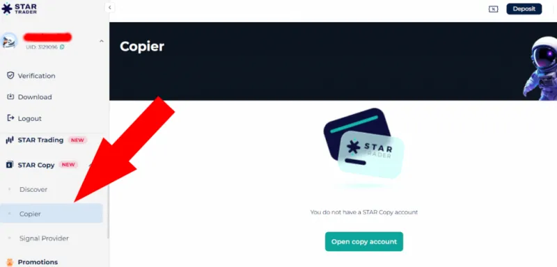 Einrichtung eines Copy Trading Kontos bei StarTrader für die Nutzung von Trading Bots