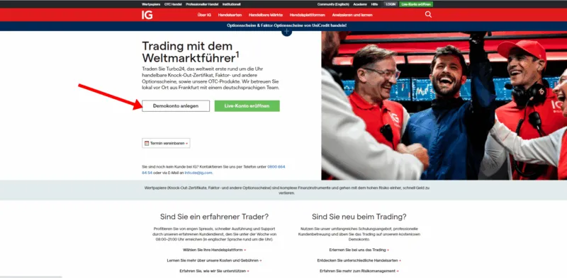 Aktien Demokontoeröffnung bei IG 
