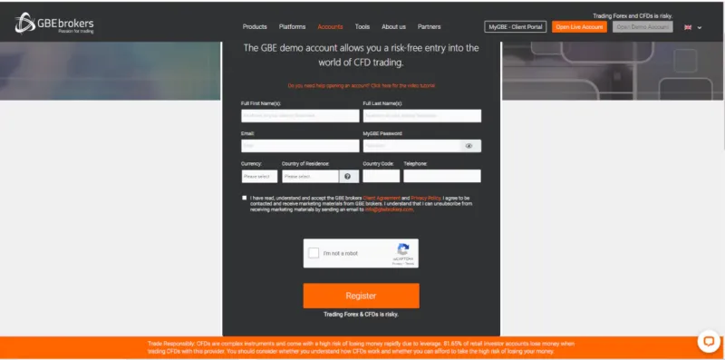 Eröffnung eines Demokontos bei GBE Brokers