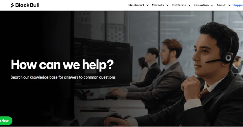 Support-Seite von BlackBull Markets