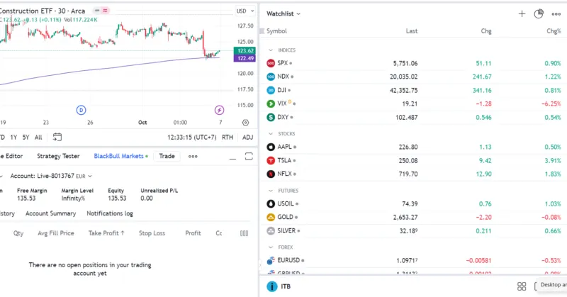 BlackBull Markets Watchlist in TradingView