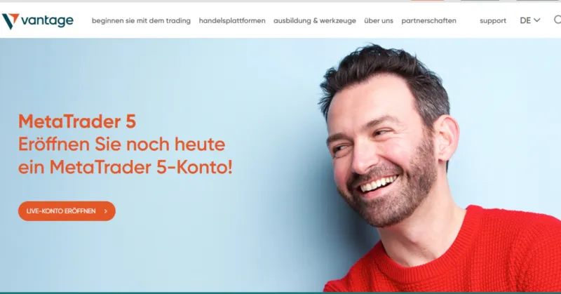 Vantage Markets Website mit Anbindung zu MT5