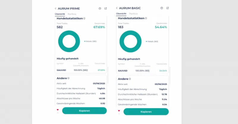 Performance-Daten und grundlegende Infos zum Trading Bot Aurum Flow