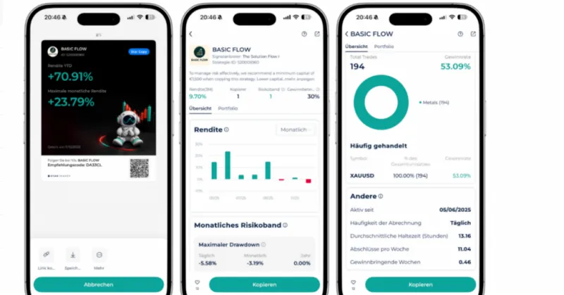 Performance-Daten und grundlegende Infos zum Trading Bot Basic Flow