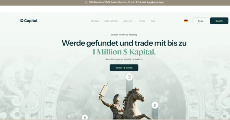 Homepage der deutschsprachigen Website von IQ Capital