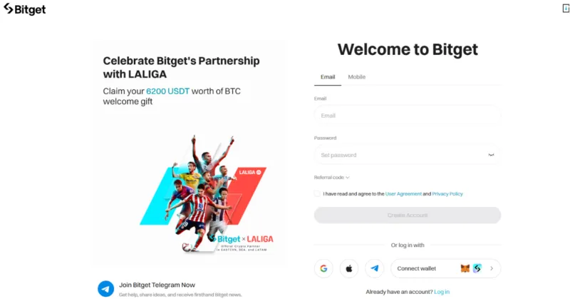 Kontoeröffnung bei Bitget