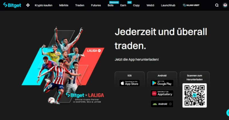 Bitget Website mit Infos zur Krypto App