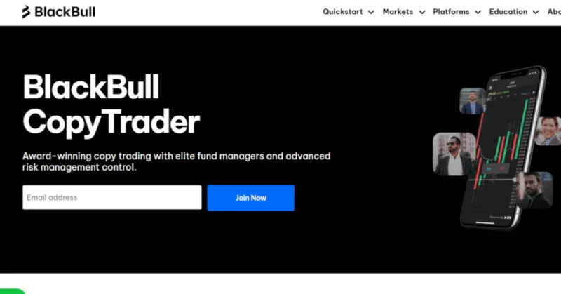 Infos zur Copy Trading App von BlackBull Markets auf der offiziellen Website des Anbieters