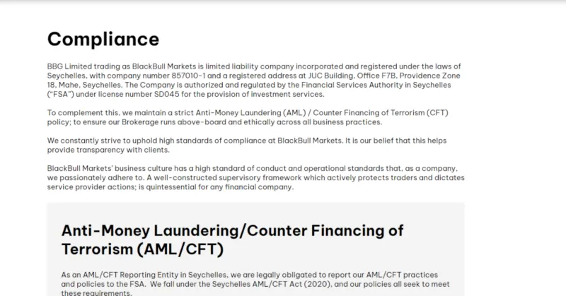 Regulatorische Informationen bei BlackBull Markets