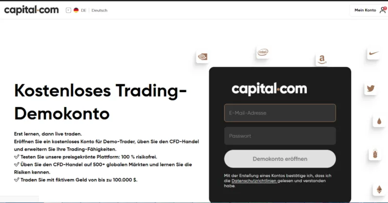 Forex Demokonto Eröffnung bei Capital.com