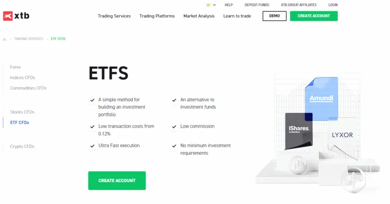 xtb website mit info zum etf handel