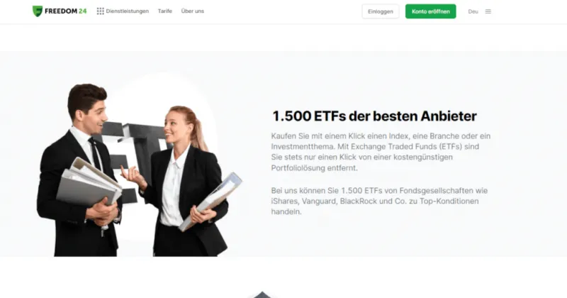 Freedom24 Website mit Infos zum ETF Depot