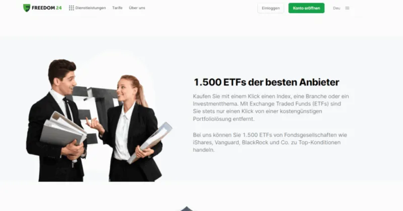 Freedom24 Website mit Infos zum ETF Depot