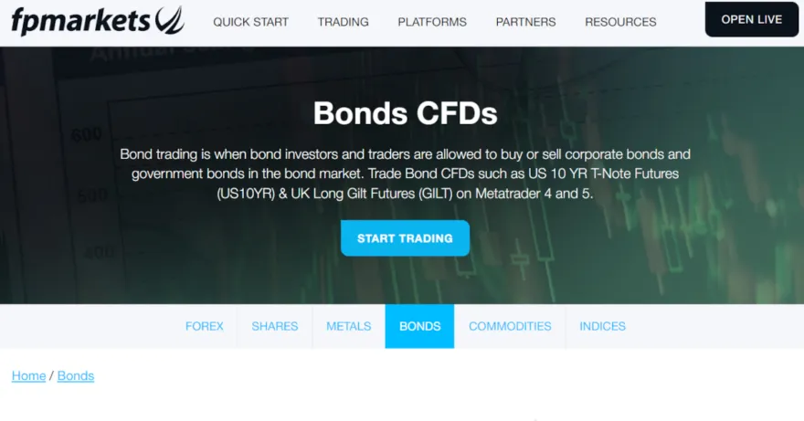 Infos zum Anleihenhandel auf der FP Markets Website